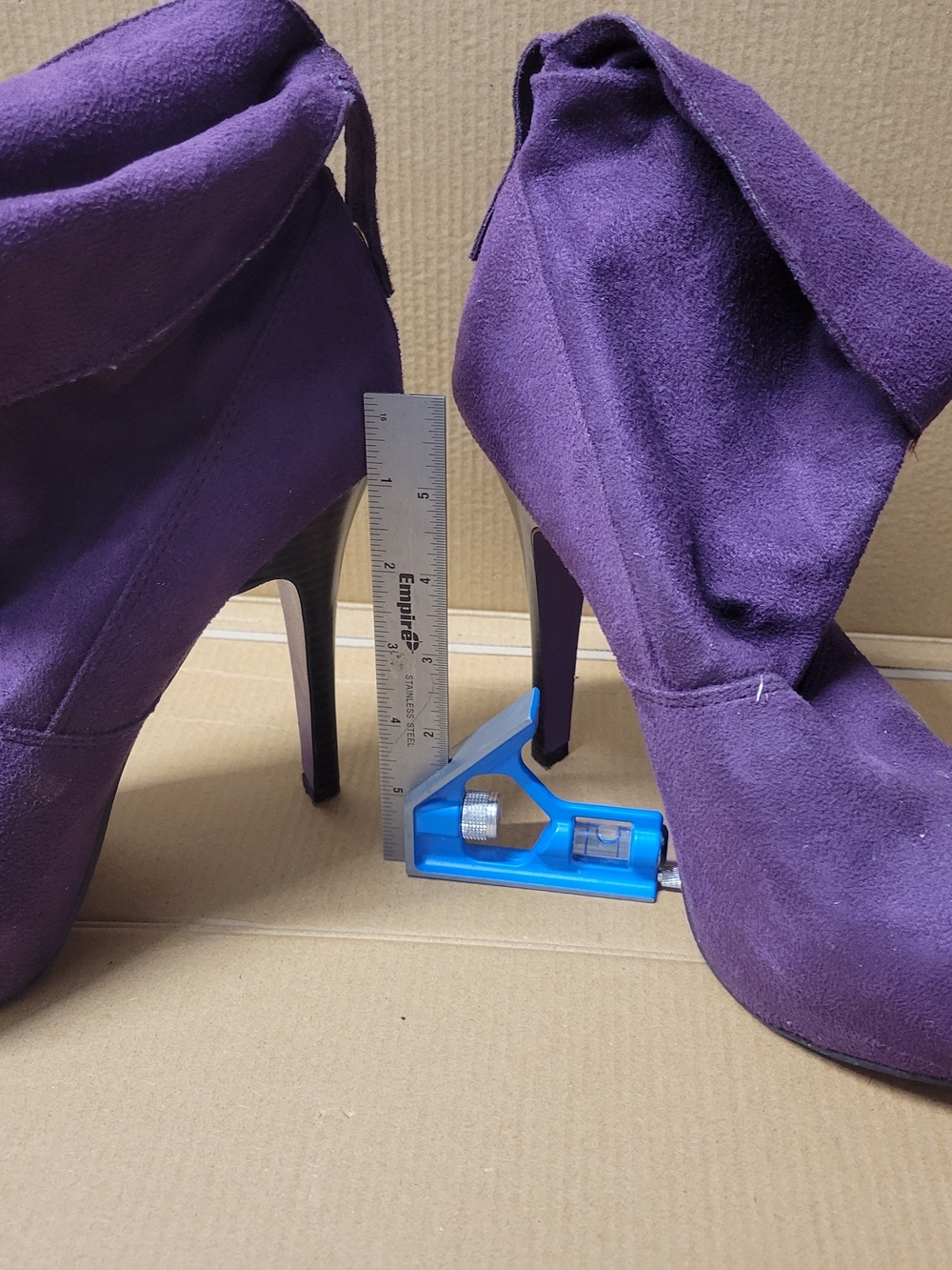 Women's Purple Suede High Heel Ankle Boots